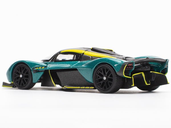 Aston Martin Valkyrie Green Metallic with Carbon Top 1/64 Diecast Model Car by Pop Race