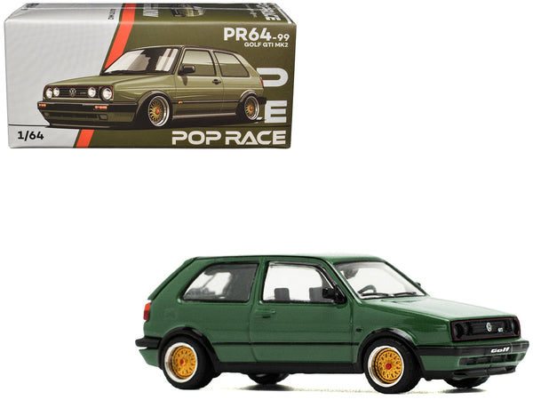 Volkswagen Golf GTI MK2 Green 1/64 Diecast Model Car by Pop Race