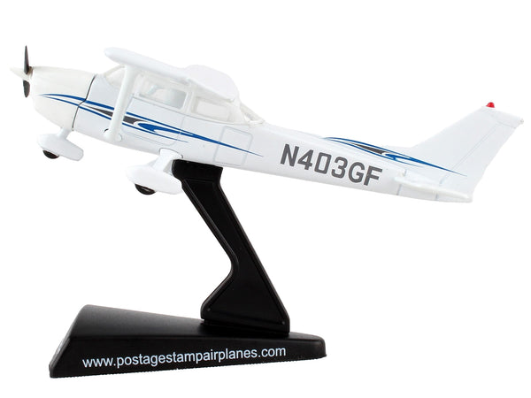 Cessna 172 Skyhawk Light Aircraft "N403GF" White 1/87 (HO) Diecast Model Airplane by Postage Stamp