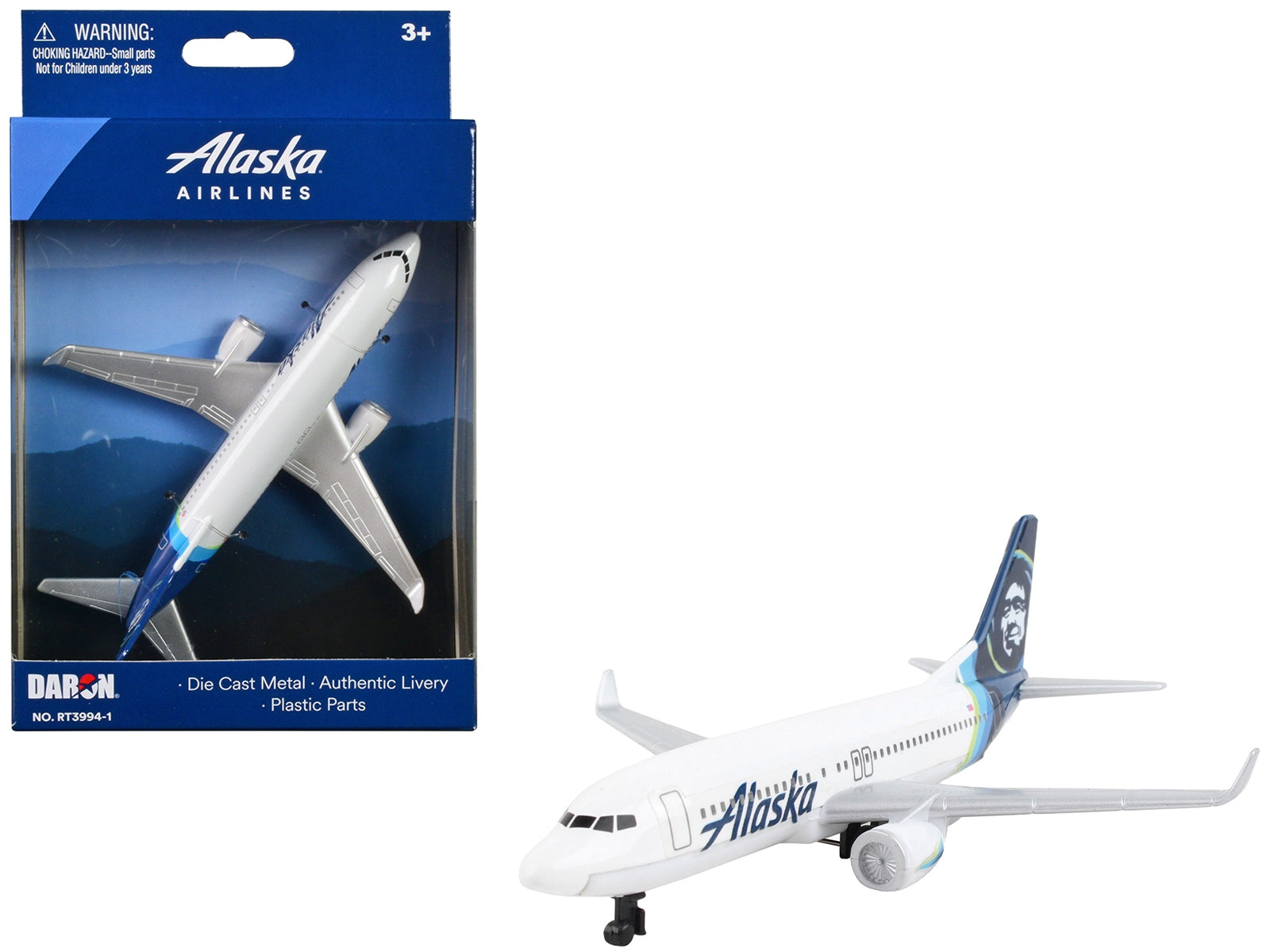 Commercial Aircraft "Alaska Airlines" White with Blue Tail Diecast Model Airplane by Daron