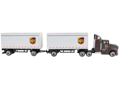 UPS Truck with Double Pup Trailers Brown "United Parcel Service" Diecast Model by Daron