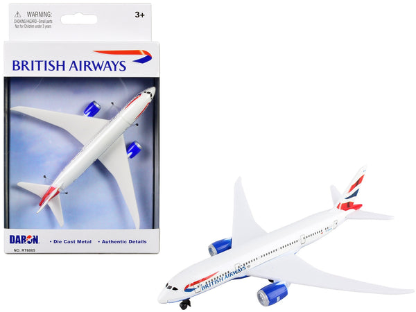 787 Commercial Aircraft "British Airways" (G-ZBJA) White with Blue and Red Tail Diecast Model Airplane by Daron