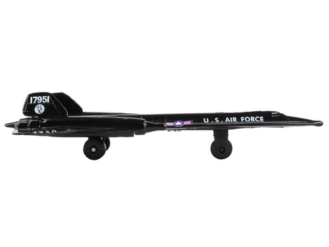 Lockheed SR-71 Blackbird Aircraft Black "United States Air Force" with Runway Section Diecast Model Airplane by Runway24