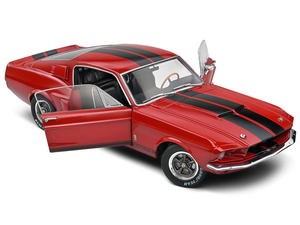 1967 Shelby GT500 Burgundy Red with Black Stripes 1/18 Diecast Model Car by Solido