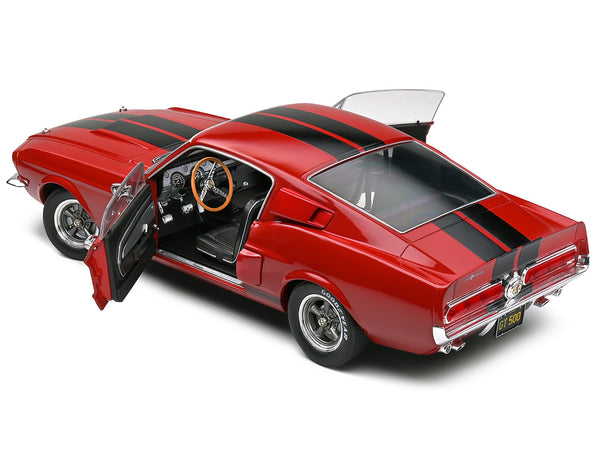 1967 Shelby GT500 Burgundy Red with Black Stripes 1/18 Diecast Model Car by Solido