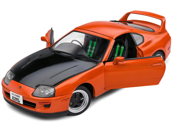 1993 Toyota Supra MK4 (A80) RHD (Right Hand Drive) Orange Metallic with Black Hood 1/18 Diecast Model Car by Solido