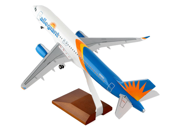 Airbus A320 Commercial Aircraft with Landing Gear "Allegiant Air" (N246NV) White and Blue with Orange Stripes (Snap-Fit) 1/100 Plastic Model by Skymarks