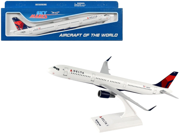 Airbus A321 Commercial Aircraft "Delta Air Lines" (N301DN) White with Red and Blue Tail (Snap-Fit) 1/150 Plastic Model by Skymarks