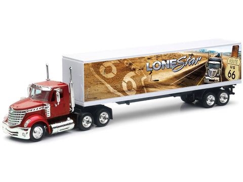 International LoneStar Truck Red Metallic with Trailer "Route 66" "Long Haul Trucker" Series 1/43 Diecast Model by New Ray