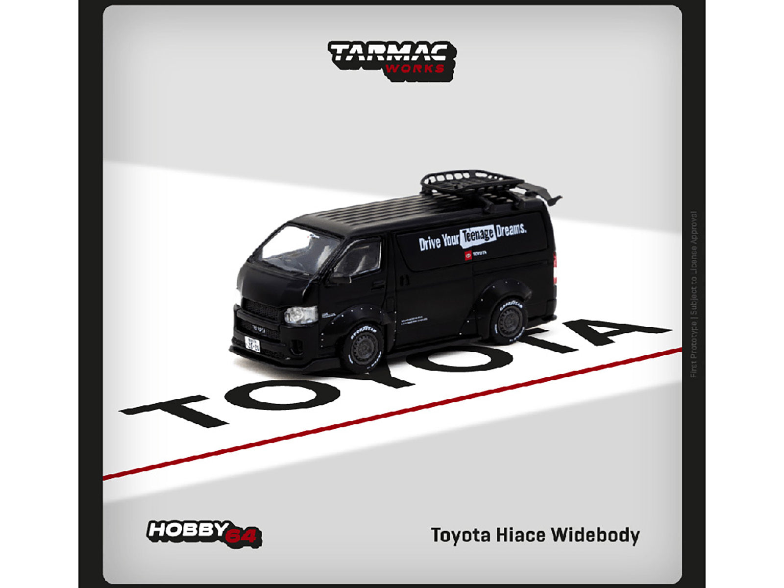 Toyota Hiace Widebody Van RHD (Right Hand Drive) Matt Black with Roof Rack "Drive Your Teenage Dreams" "Hobby64" Series 1/64 Diecast Model Car by Tarmac Works