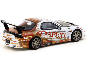 Mazda RX-7 FD Stage-D "A'PEXi" RHD (Right Hand Drive) White with Graphics "Global64" Series 1/64 Diecast Model by Tarmac Works