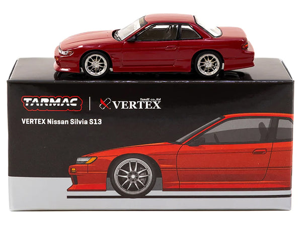 Nissan VERTEX Silvia S13 RHD (Right Hand Drive) Red Metallic "Global64" Series 1/64 Diecast Model by Tarmac Works