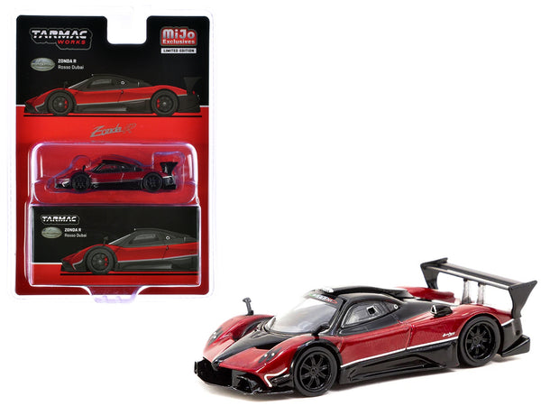 Pagani Zonda R Rosso Dubai Red Metallic and Black "Global64" Series 1/64 Diecast Model by Tarmac Works