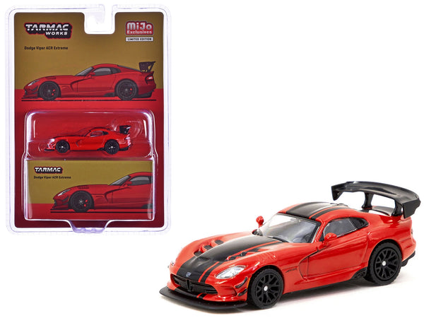 Dodge Viper ACR Extreme Red with Black Stripes "Global64" Series 1/64 Diecast Model by Tarmac Works