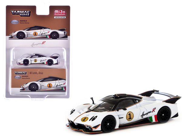 Pagani Huayra R #1 Bianco Benny White with Black Top "Lamley Special Edition" "Global64" Series 1/64 Diecast Model by Tarmac Works