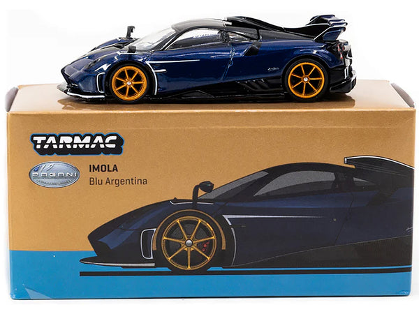 Pagani Imola Argentina Blue Metallic with Black Top "Global64" Series 1/64 Diecast Model by Tarmac Works