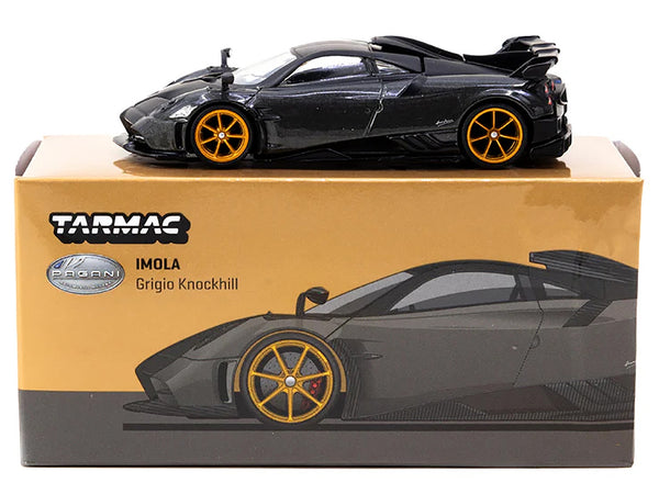 Pagani Imola Grigio Knockhill Gray Metallic with Matt Black Top "Global64" Series 1/64 Diecast Model by Tarmac Works