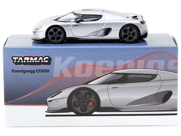 Koenigsegg CC850 Silver Metallic "Global64" Series 1/64 Diecast Model by Tarmac Works