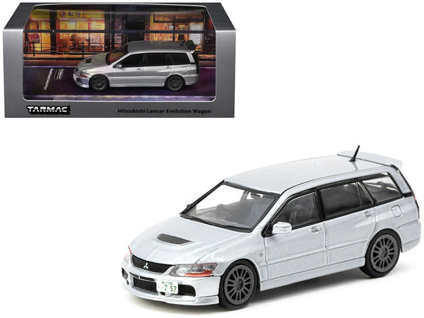 Mitsubishi Lancer Evolution Wagon RHD (Right Hand Drive) Silver Metallic "Road64" Series 1/64 Diecast Model Car by Tarmac Works