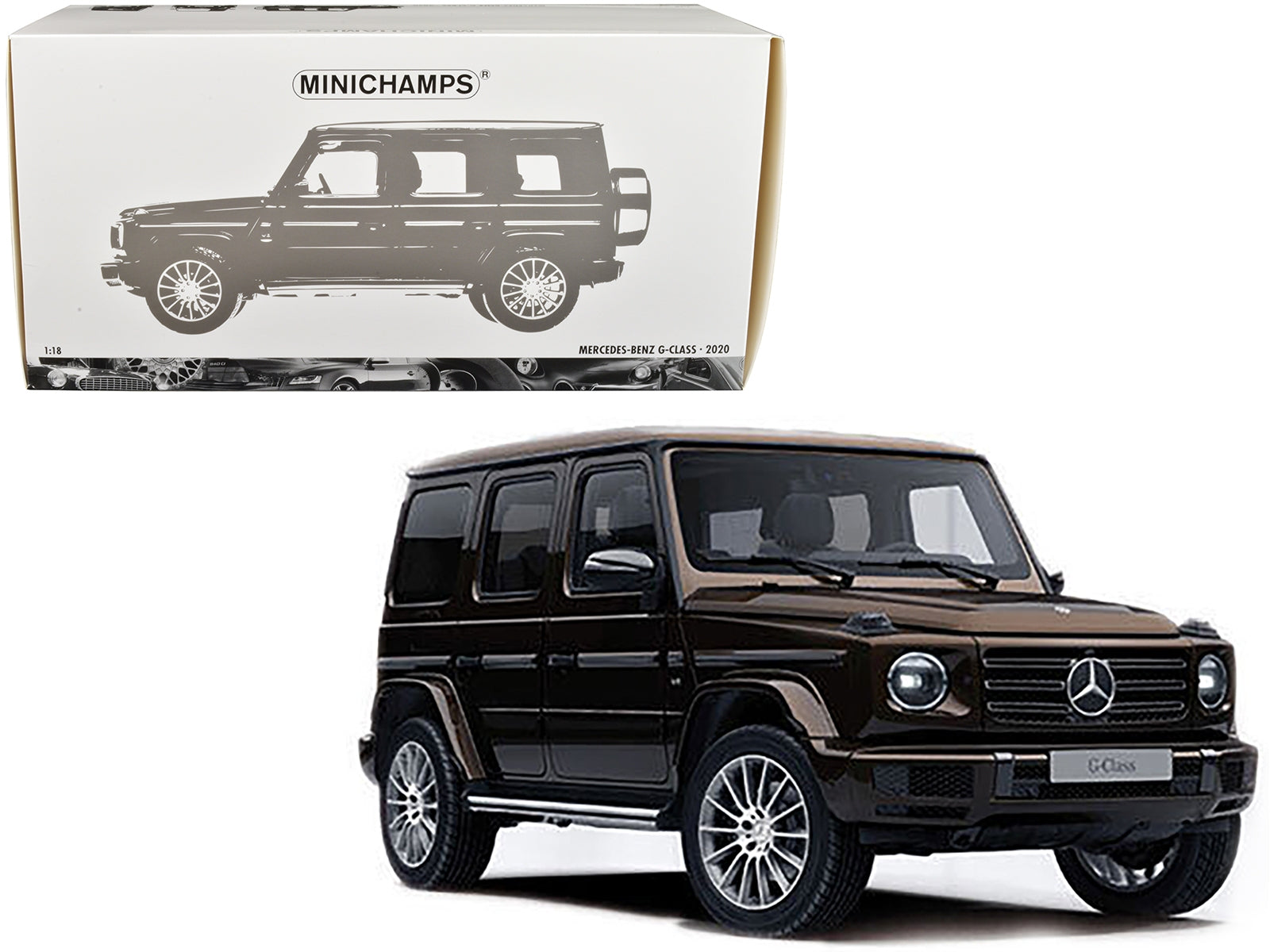 2020 Mercedes-Benz AMG G-Class Brown Metallic with Sunroof 1/18 Diecast Model Car by Minichamps