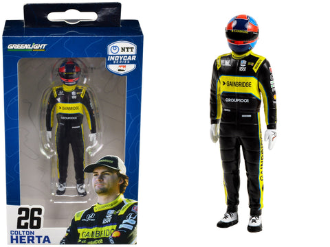 "NTT IndyCar Series" #26 Colton Herta Driver Figure "Gainbridge - Andretti Autosport" for 1/18 Scale Models by Greenlight