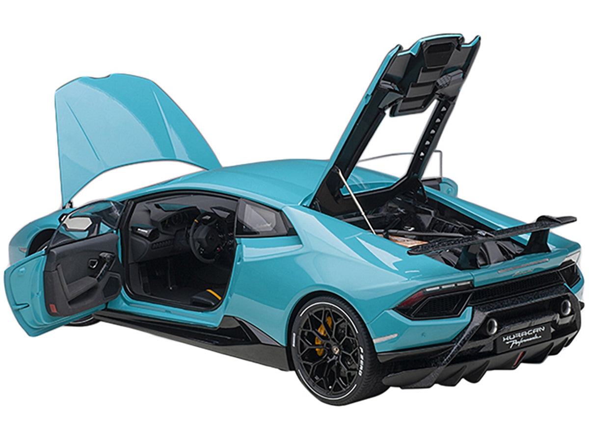 Lamborghini Huracan Performante Blu Glauco / Solid Blue with Black Wheels 1/12 Model Car by Autoart