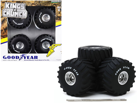 66-Inch Monster Truck "Goodyear" Wheels and Tires 6 piece Set "Kings of Crunch" 1/18 by Greenlight