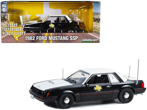 1982 Ford Mustang SSP Black and White "Texas Department of Public Safety" 1/18 Diecast Model Car by Greenlight