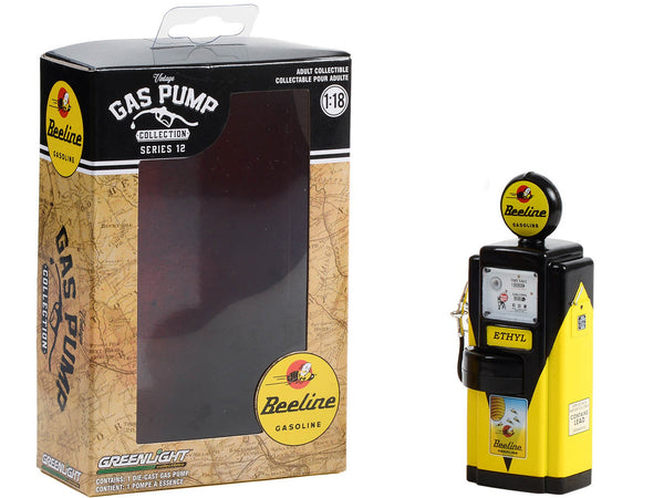 1948 Wayne 100-A Gas Pump "Beeline Gasoline" Yellow and Black "Vintage Gas Pumps" Series 12 1/18 Diecast Model by Greenlight