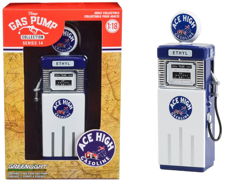 1951 Wayne 505 Gas Pump "Ace High" White and Blue "Vintage Gas Pumps" Series 14 1/18 Diecast Replica by Greenlight