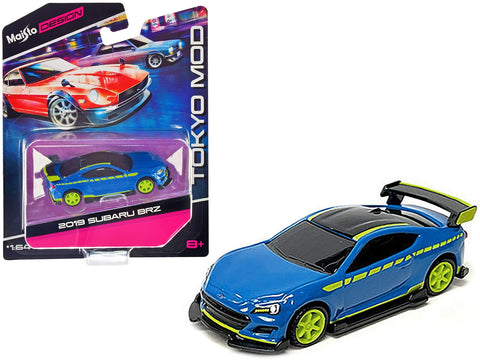 2019 Subaru BRZ Blue with Black Top and Bright Green Accents "Tokyo Mod" "Maisto Design" Series 1/64 Diecast Model Car by Maisto