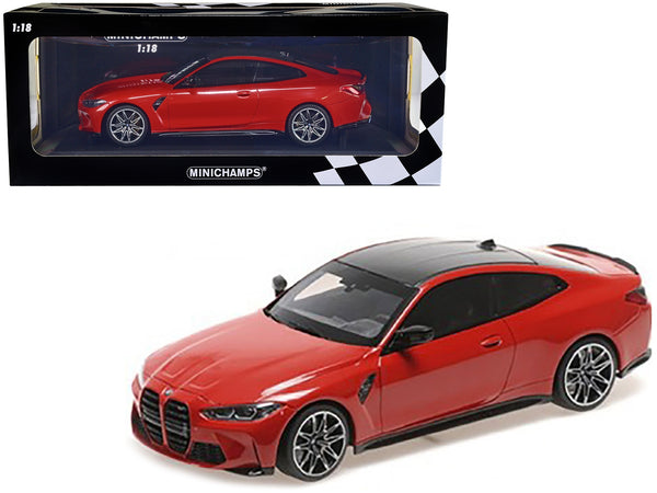 2020 BMW M4 Red Metallic with Carbon Top Limited Edition to 720 pieces Worldwide 1/18 Diecast Model Car by Minichamps