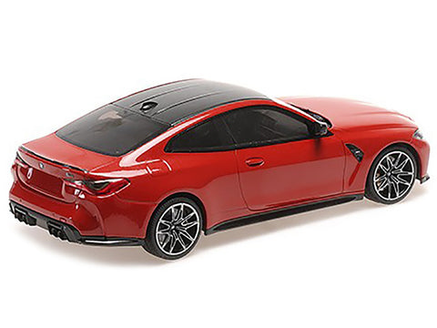 2020 BMW M4 Red Metallic with Carbon Top Limited Edition to 720 pieces Worldwide 1/18 Diecast Model Car by Minichamps