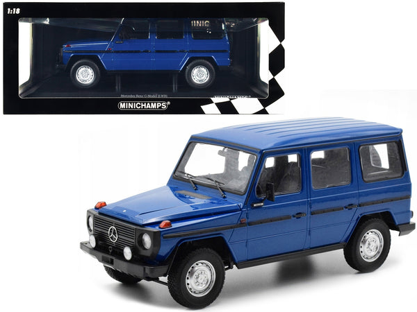 1980 Mercedes-Benz G-Model (LWB) Dark Blue with Black Stripes Limited Edition to 402 pieces Worldwide 1/18 Diecast Model Car by Minichamps