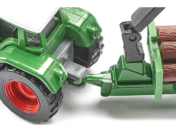 Fendt Favorit 926 Tractor and Forestry Trailer with Crane Green with Logs Diecast Model by Siku