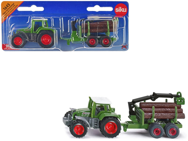 Fendt Favorit 926 Tractor and Forestry Trailer with Crane Green with Logs Diecast Model by Siku