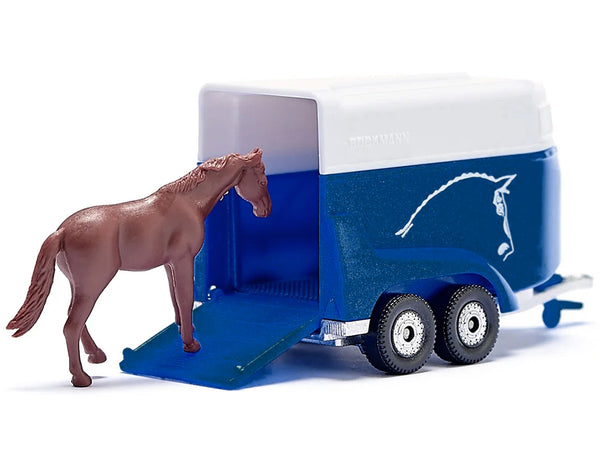 Jeep Red with Horse Trailer Blue and Horse Accessory Diecast Model by Siku