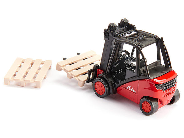 Linde Forklift Truck Red with 2 Pallet Accessories 1/50 Diecast Model by Siku