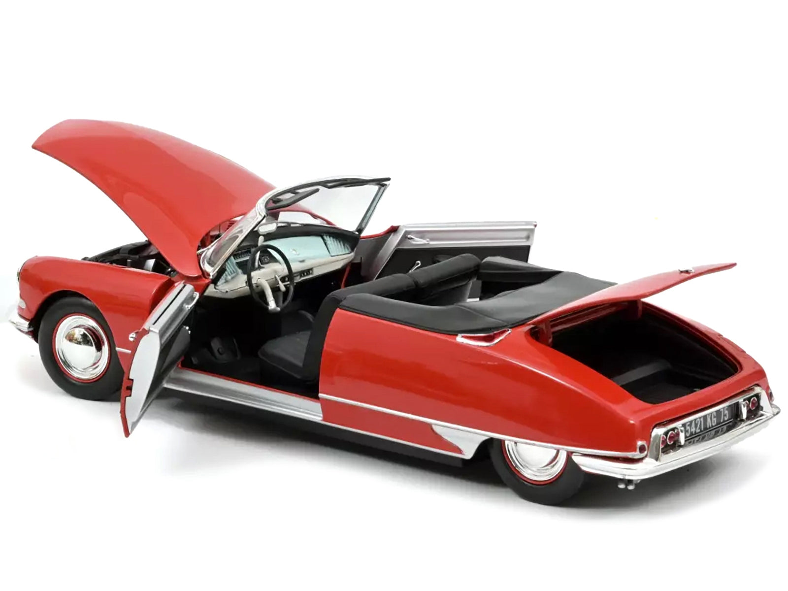 1961 Citroen DS 19 Cabriolet Corail Red 1/18 Diecast Model Car by Norev