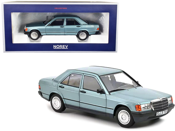 1984 Mercedes-Benz 190 E Light Blue Metallic with Blue Interior 1/18 Diecast Model Car by Norev