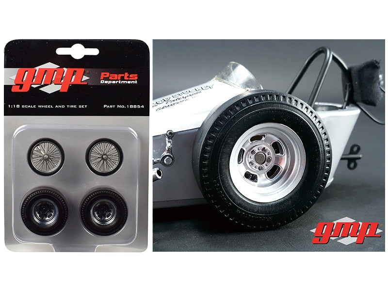 Vintage Dragster Wheels and Tires Set of 4 from "The Chizler V" Vintage Dragster 1/18 Model by GMP