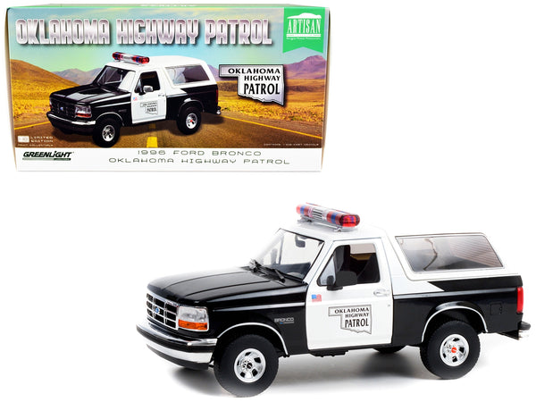 1996 Ford Bronco Police Black and White Oklahoma Highway Patrol "Artisan Collection" 1/18 Diecast Model Car by Greenlight