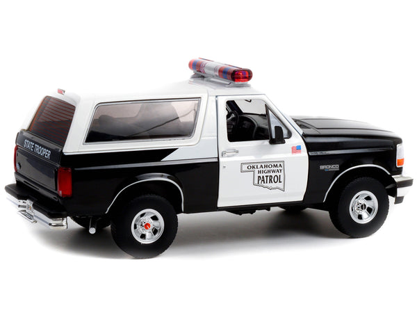 1996 Ford Bronco Police Black and White Oklahoma Highway Patrol "Artisan Collection" 1/18 Diecast Model Car by Greenlight