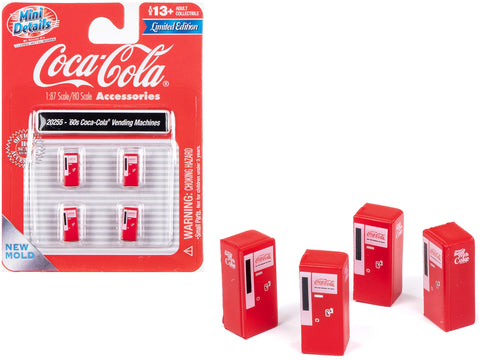 1960's "Coca-Cola" Vending Machines Set of 4 pieces "Mini Metals" Series for 1/87 (HO) Scale Models by Classic Metal Works