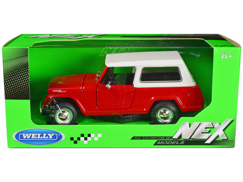 1967 Jeep Jeepster Commando Station Wagon Red with White Top "NEX Models" Series 1/24 Diecast Model Car by Welly