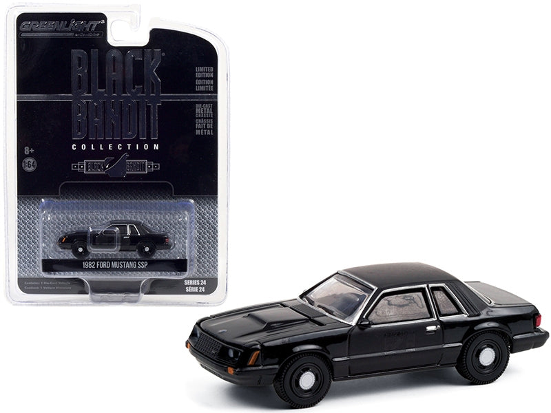 1982 Ford Mustang SSP "Black Bandit Police" "Black Bandit" Series 24 1/64 Diecast Model Car by Greenlight