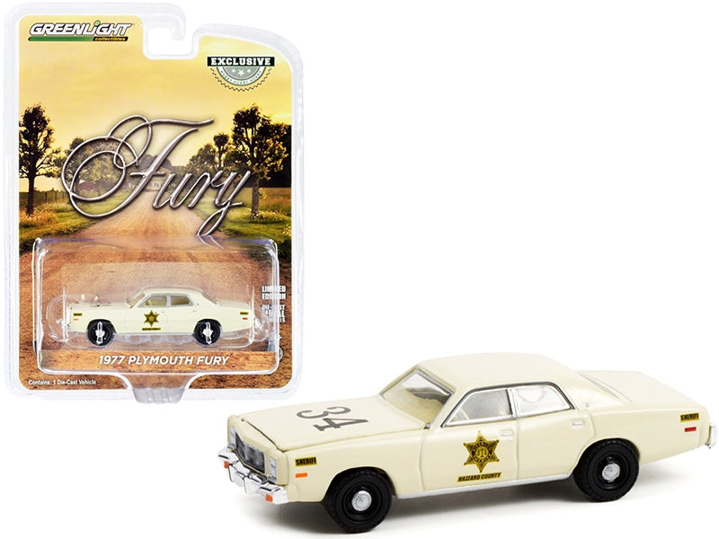 1977 Plymouth Fury Cream #34 Riverton Sheriff "Hazzard County" "Hobby Exclusive" 1/64 Diecast Model Car by Greenlight