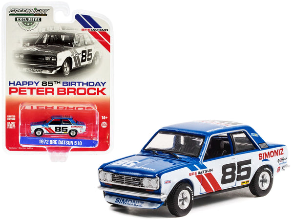 1972 Datsun 510 #85 BRE (Brock Racing Enterprises) "Happy 85th Birthday Peter Brock" "Hobby Exclusive" 1/64 Diecast Model Car by Greenlight