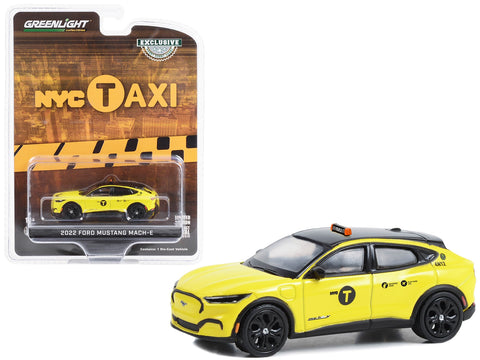 2022 Ford Mustang Mach-E Yellow with Black Top "NYC Taxi" "Hobby Exclusive" Series 1/64 Diecast Model Car by Greenlight