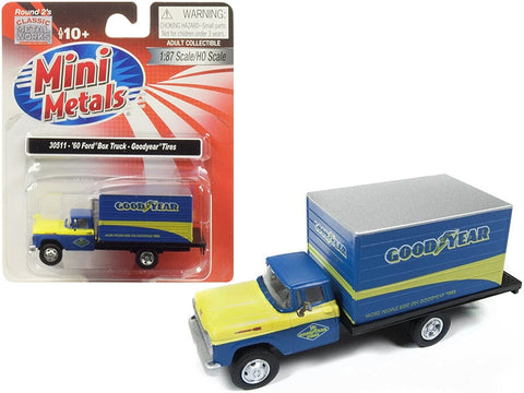1960 Ford Box Truck "Goodyear" Blue 1/87 (HO) Scale Model by Classic Metal Works